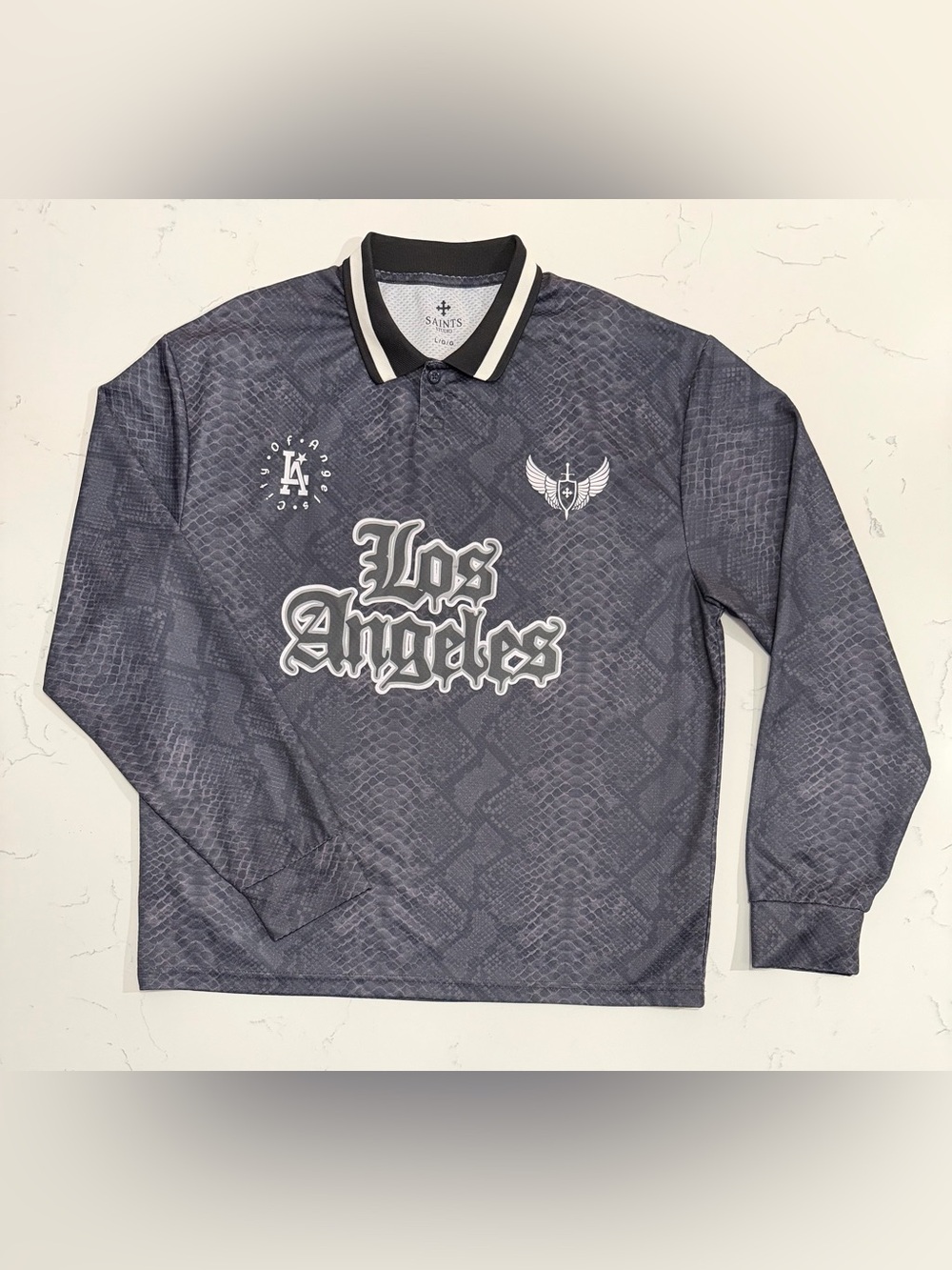 Saints Studio Los Angeles Long Sleeve Jersey Polo Men’s Large Snake Graphic